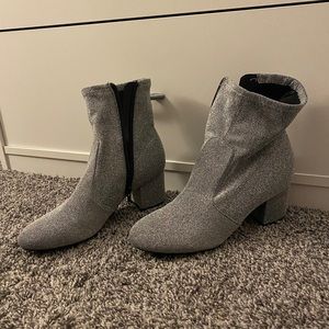 Silver Glitter Sock Bootie